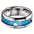Men's 8mm Tungsten Blue Heartbeat Pattern Carbon Fiber Comfort-Fit Wedding Band